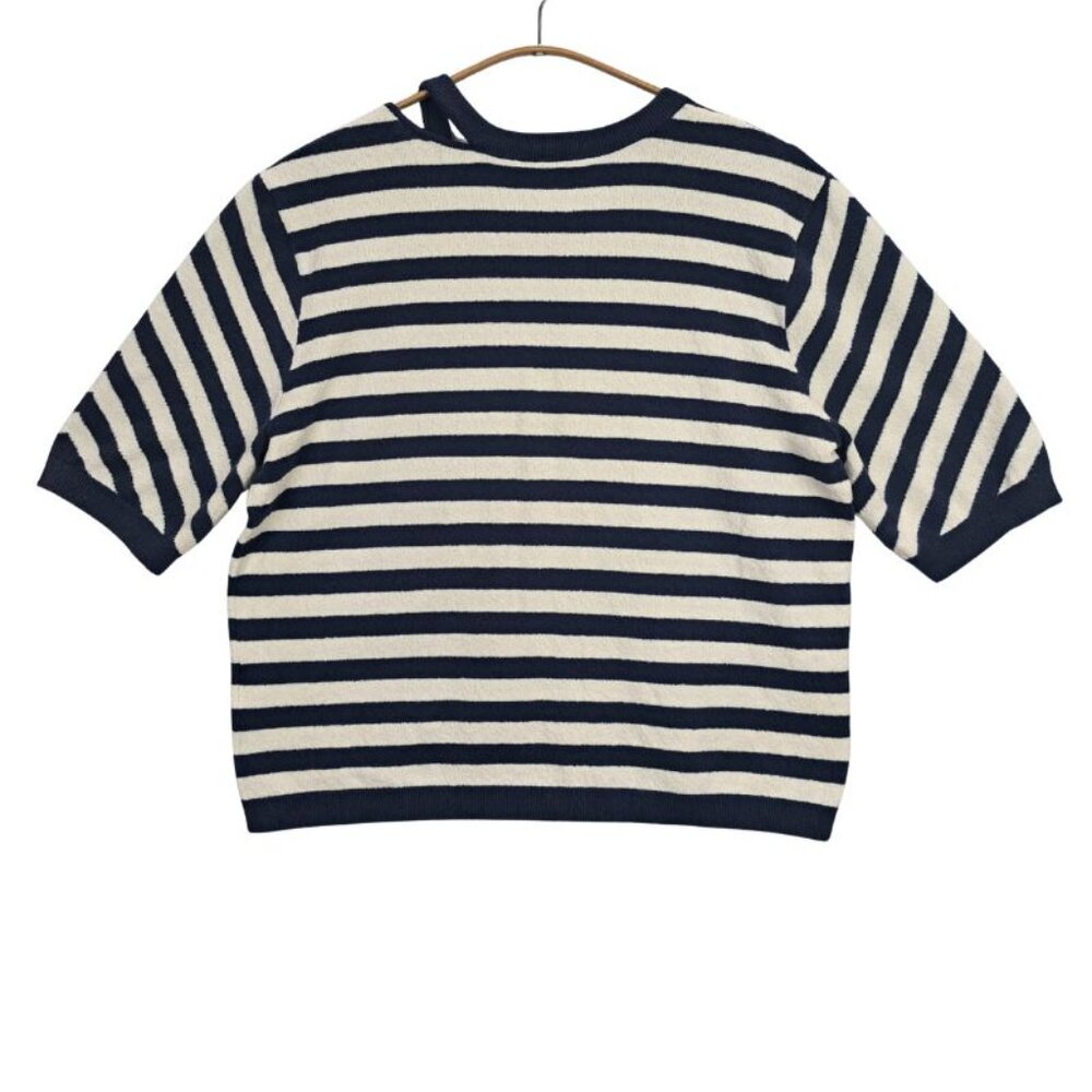 Veronica Beard Jeans Nautical Navy & White Stripe Knit Top Size M - Picture 2 of 7